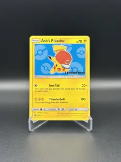 Pokemon TCG Ash's Pikachu SM114 Black Star Promo Card - Image 1