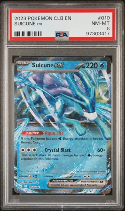 2023 POKEMON CLB TRADING CARD GAME CLASSIC #010 SUICUNE EX PSA 8 - Image 1