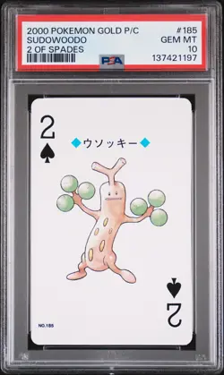 2000 POKEMON GOLD VERSION PLAYING CARDS 2 OF SPADES #185 SUDOWOODO PSA 10 - Image 1