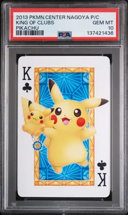 2013 POKEMON CENTER NAGOYA PLAYING CARDS PIKACHU KING OF CLUBS PSA 10 - Image 1