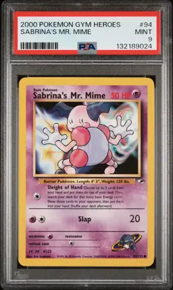 PSA 9 - Sabrina's Mr. Mime - #94 - Gym Heroes - Pokemon Card - Image 1