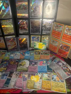 Mixed Pokemon Card Lot 150+ Multi-Language Holos +2 Top Loaders +5 Stickers - Image 3