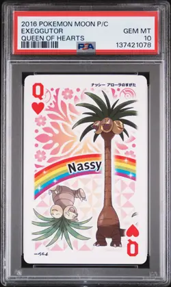 2016 POKEMON MOON PLAYING CARDS QUEEN OF HEARTS EXEGGUTOR PSA 10 - Image 1