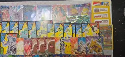 Topps Pokemon card lot LP to DMG holos, Stickers, Blue and BLack label Emerald - Image 4