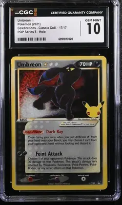 CGC 10 Umbreon Celebrations 17/17 Classic Collection Pokemon Card Gold Star 2021 - Image 1