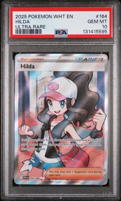 2025 POKEMON WHT EN-WHITE FLARE ULTRA RARE #164 HILDA PSA 10 - Image 1