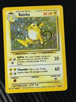 Raichu 014/102 Base Set Unlimited Holo Lightly Played - Pokemon Card TCG Vintage - Image 1