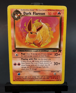 Dark Flareon Pokemon Card 1st Edition 35/82 Team Rocket Set MP - Image 1