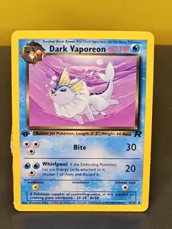Pokemon Team Rocket Non-Holo 1st Edition Dark Vaporeon, Card #45/82 - Image 1