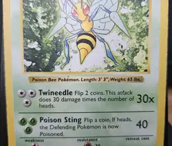 Pokemon Beedrill 80 HP Rare Base Set Shadowless 17/102 1999 Wizards - Image 3