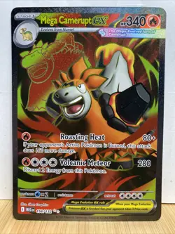 Pokemon Mega Evolution Mega Cameroupt Ex Foil Full Art Card Rare 156/132 - Image 1
