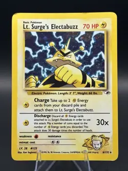 Pokemon TCG Lt. Surge's Electabuzz Gym Heroes 6/132 Holo Rare Card - Image 1