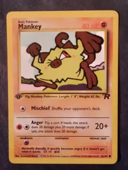 Pokemon Card Mankey - 1st Edition Team Rocket #61/82 - Image 1