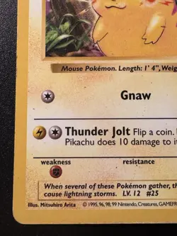 Shadowless Red Cheeks Pikachu 58/102 Base Set Pokemon Card Rare MP - Image 5