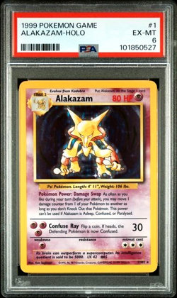 Alakazam Holo 1999 Pokemon Base Set #1 PSA 6 EX-MT Vintage - Image 1