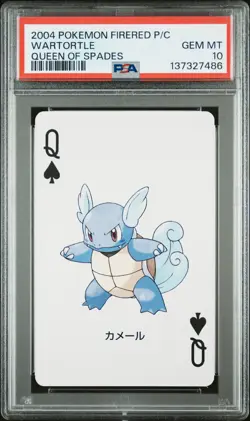 2004 POKEMON FIRERED VERSION PLAYING CARDS QUEEN OF SPADES WARTORTLE PSA 10 - Image 1