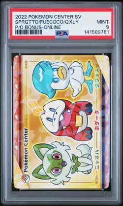 2022 POKEMON CENTER SCARLET & VIOLET ONLINE FUECOCO/QUAXLY/SPRIGATITO PSA 9 - Image 1