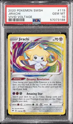 2020 POKEMON SWORD & SHIELD VIVID VOLTAGE #119 JIRACHI PSA 10 - Image 1