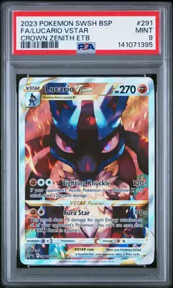 2023 POKEMON SWSH CROWN ZENITH ELITE TRAINER BOX FULL ART/LUCARIO VSTAR PSA 9 - Image 1