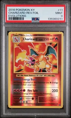 2016 POKEMON XY EVOLUTIONS #11 CHARIZARD-REVERSE FOIL PSA 9 - Image 1