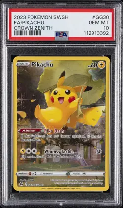 2023 POKEMON SWORD & SHIELD CROWN ZENITH #GG30 FULL ART/PIKACHU PSA 10 - Image 1