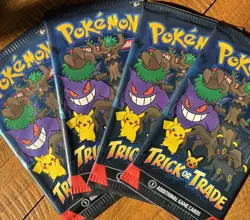 4 Packs Pokemon TCG Trick or Trade Booster Packs 2024 Halloween Card Lot Bundle - Image 1