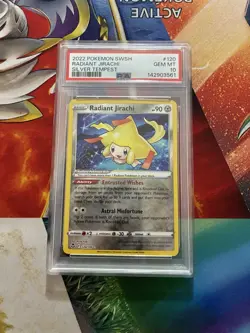 POKEMON CARD 2022 SWORD & SHIELD SILVER TEMPEST #120 RADIANT JIRACHI PSA 10 - Image 1