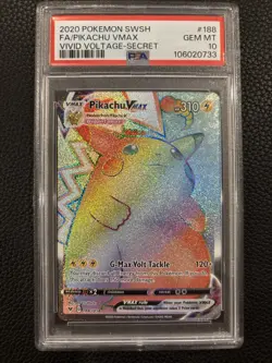 Pokemon Pikachu VMAX Vivid Voltage Secret Rare Full Art #188 PSA 10 Gem Mint - Image 1