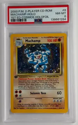 2000 POKEMON 2-PLAYER CD-ROM STARTER SET 1ST ED COSMOS FOIL MACHAMP-HOLO PSA 8 - Image 1