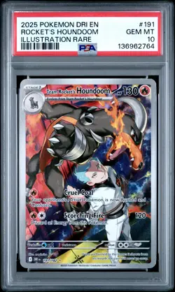 2025 POKEMON DESTINED RIVALS ILLUSTRATION RARE TEAM ROCKET'S HOUNDOOM PSA 10 - Image 1