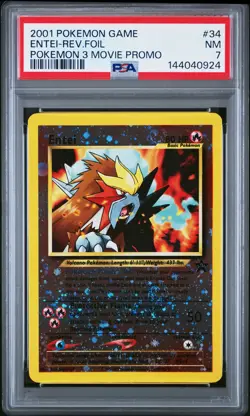 2001 POKEMON GAME MOVIE POKEMON 3 MOVIE PROMO #34 ENTEI-REVERSE FOIL PSA 7 - Image 1
