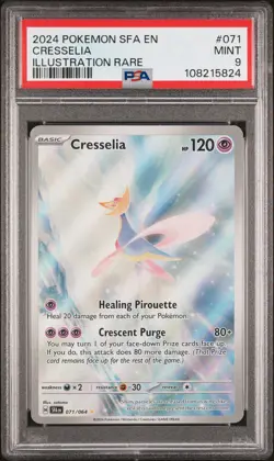 2024 POKEMON SFA EN-SHROUDED FABLE ILLUSTRATION RARE #071 CRESSELIA PSA 9 - Image 1