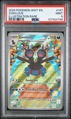 2025 POKEMON WHT EN-WHITE FLARE ILLUSTRATION RARE #147 ZWEILOUS PSA 9 - Image 1