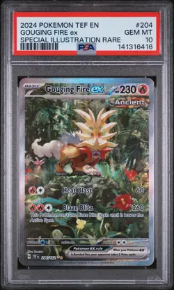 2024 POKEMON TEMPORAL FORCES ILLUSTRATION RARE #204 GOUGING FIRE EX PSA 10 - Image 1