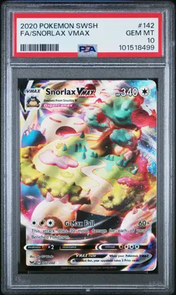 2020 POKEMON SWORD & SHIELD #142 FULL ART/SNORLAX VMAX PSA 10 - Image 1