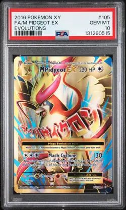 2016 POKEMON XY EVOLUTIONS #105 FULL ART/M PIDGEOT EX PSA 10 - Image 1