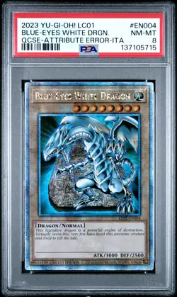 Blue Eyes White Dragon LC01-EN004 QCR Attribute Error-italian Yugioh PSA 8 *715 - Image 1