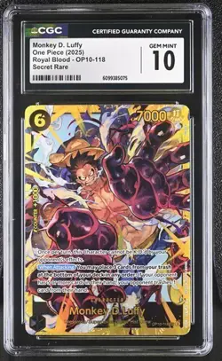 2025 One Piece Monkey.D.Luffy (118) OP10-118 Royal Blood Foil CGC 10 - Image 1
