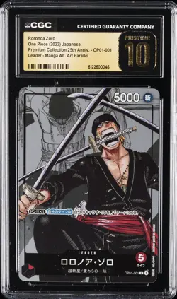 2022 ONE PIECE PREM COLL 25TH ANNIV. JPN #OP01-001 RORONOA ZORO CGC 10 PRISTINE - Image 1