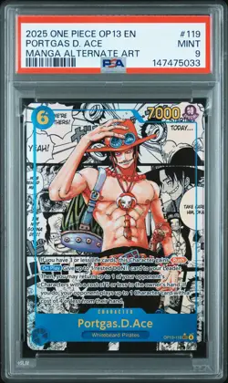 2025 ONE PIECE OP13-CARRYING ON HIS WILL MANGA ALT ART #119 PORTGAS D. ACE PSA 9 - Image 1