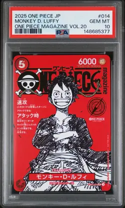 2025 ONE PIECE JPN PROMOS ONE PIECE MAGAZINE VOL.20 #014 MONKEY D. LUFFY PSA 10 - Image 1