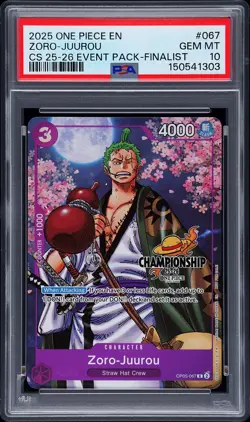 2025 ONE PIECE CHAMP 2025-26 EVENT PACK FINALIST #067 ZORO-JUUROU PSA 10 - Image 1