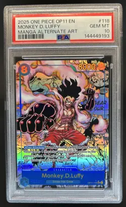2025 One Piece Monkey.D.Luffy Secret Rare Manga Alt Art #OP11-118 PSA 10 - Image 1