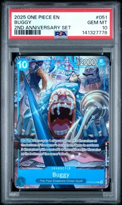 2025 ONE PIECE ENGLISH VERSION 2ND ANV SET #051 BUGGY PSA 10 - Image 1