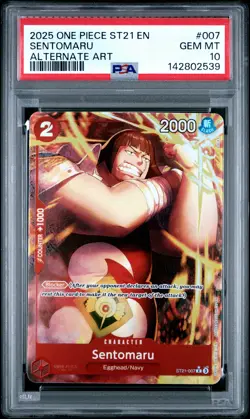 2025 ONE PIECE STARTER DECK ST21-EX GEAR 5 ALTERNATE ART #007 SENTOMARU PSA 10 - Image 1