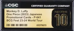 2023 ONE PIECE PROMO CARDS JPN WORLD TOUR MONKEY D. LUFFY CGC 10 PRISTINE - Image 1