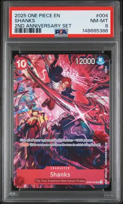 2025 ONE PIECE ENGLISH VERSION 2ND ANV SET #004 SHANKS PSA 8 - Image 1