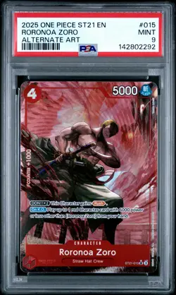 2025 ONE PIECE STARTER DECK ST21-EX GEAR 5 ALTERNATE ART #015 RORONOA ZORO PSA 9 - Image 1
