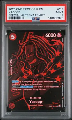 2025 ONE PIECE OP12-LEGACY OF THE MASTER SPECIAL ALTERNATE ART #013 YASOPP PSA 9 - Image 1