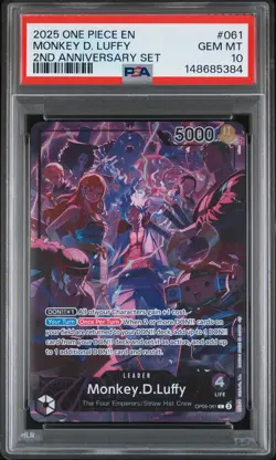 2025 ONE PIECE ENGLISH VERSION 2ND ANV SET #061 MONKEY D. LUFFY PSA 10 - Image 1